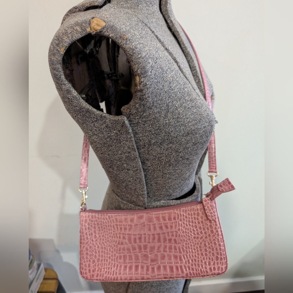 Giani Bernini Pink Reptile Leather 4 Way Convertible Shoulder Clutch Handbag